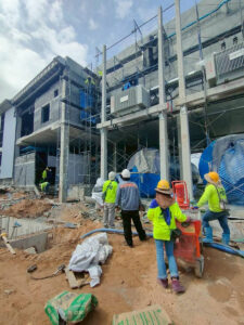 โรงงานใหญ่เช่าใช้เครื่องพ่นปูน ไซต์งานเกาะสมุย