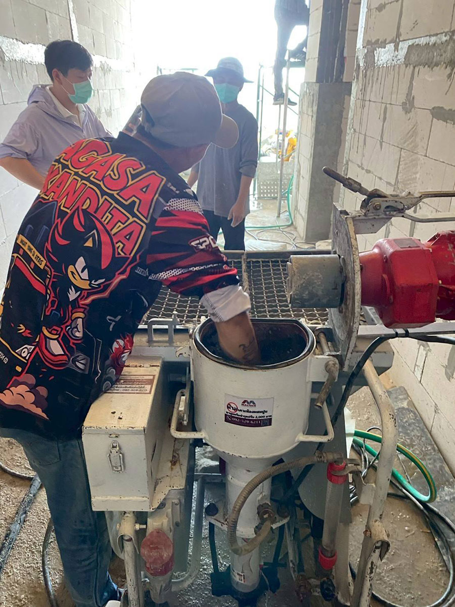 เร่งส่งงานฉาบในเมือง ซอยลาดพร้าว 83 กทม มีตัวช่วย เครื่องพ่นปูน