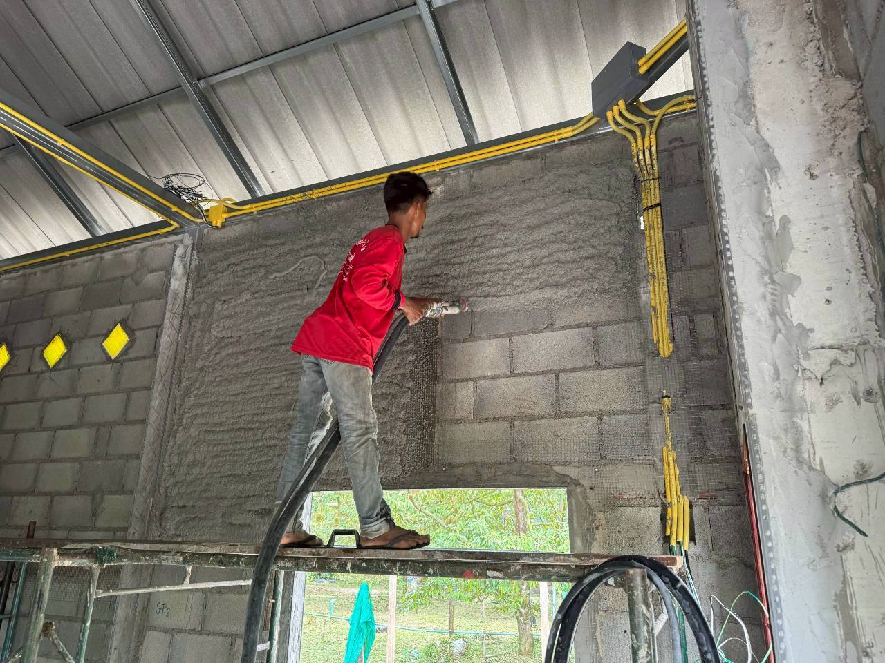 ลูกค้ารีวิวงานฉาบ หลังใช้งานด้วยเครื่องพ่นปูน