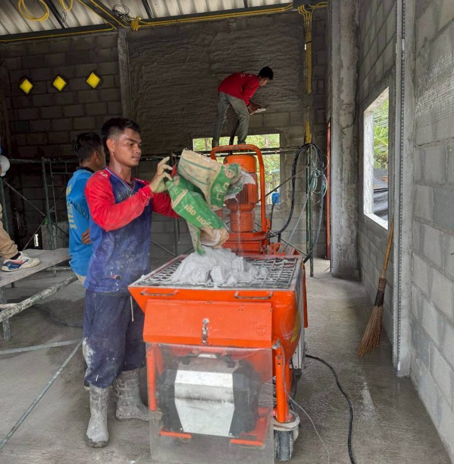 ลูกค้ารีวิวงานฉาบ หลังใช้งานด้วยเครื่องพ่นปูน