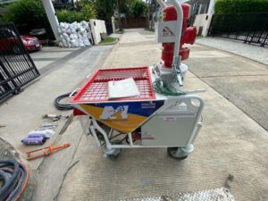 ไซต์งานบางแค เช่าเครื่องพ่นปูน | Mass Engineering